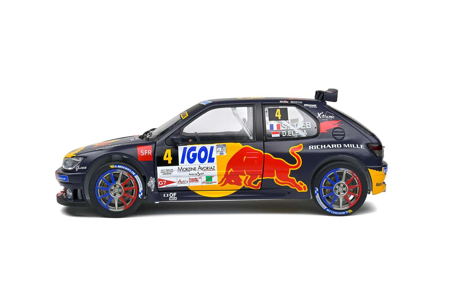 Macheta auto Peugeot 306 Maxi Mont Blanc Rally 2021 #4 S.Loeb D.Elena 1:18 Solido