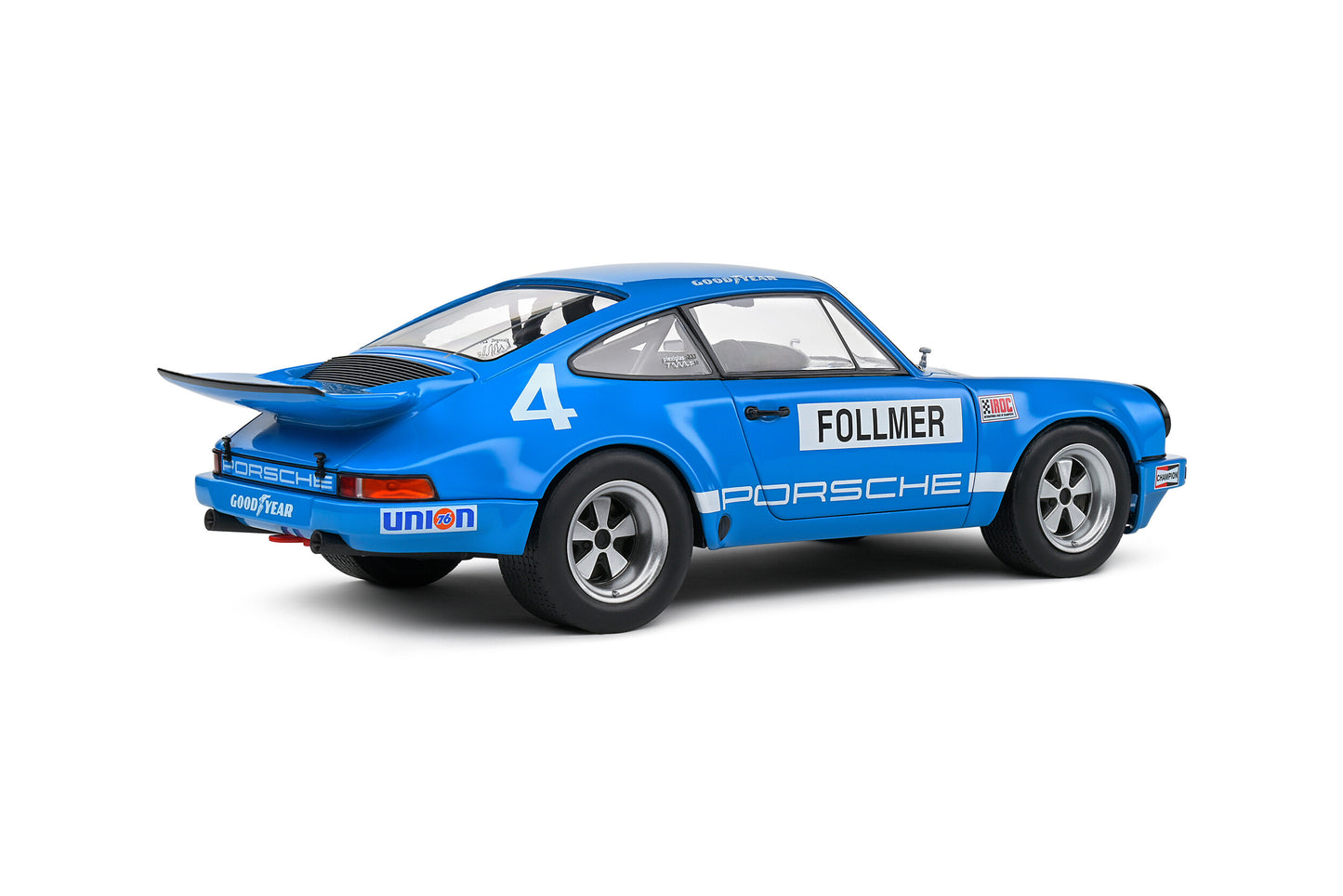 Macheta auto Porsche 911 IROC – IROC Riverside – 1974 – #4 Follmer 1:18 Solido