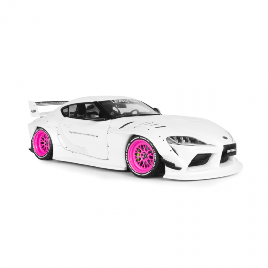 Macheta auto Toyota GR Supra Liberty Walk BodyKit White-Pink 2025 1:18 Solido Precomanda