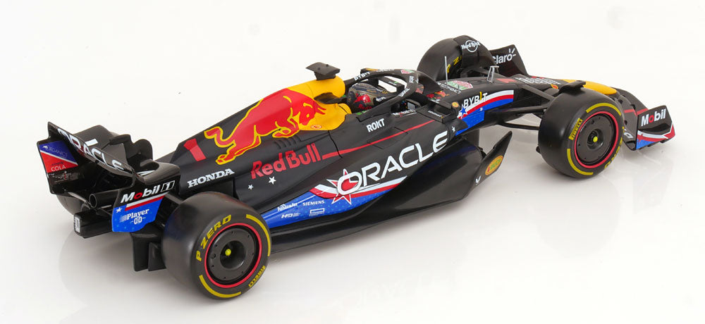 Macheta auto Red Bull Racing RB19 Austin F1 GP 2023 Max Verstappen 1:18 Bburago