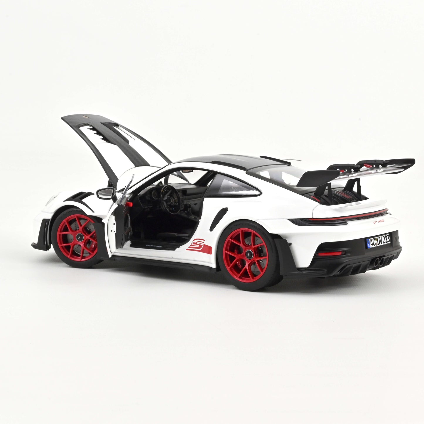 *Precomanda Macheta auto Porsche 911 GT3 RS w/Weissach Pack 2022 White/Pyro Red 1:18 Norev