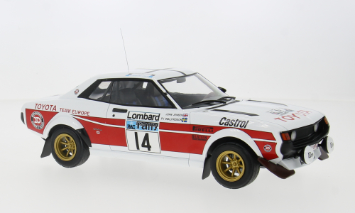 Toyota Celica 2000 GT (RA21) model car, RAC Rally, 1977, #14 1:18 IXO