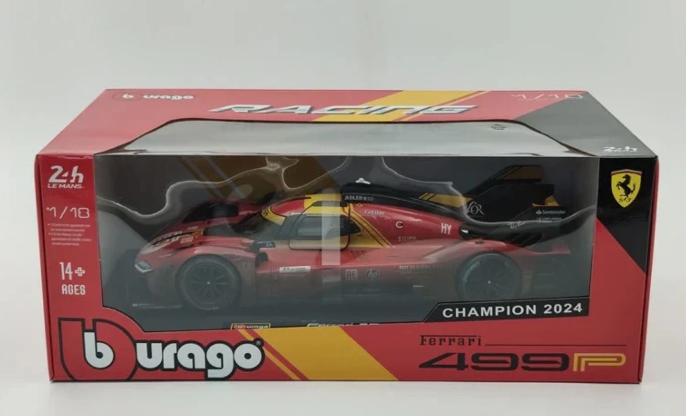 Model car Ferrari 499P N. 50 Winner 24h Le Mans(After race version) 2024 A. Fuoco, M. Molina, N. Nielsen 1:18 BBurago