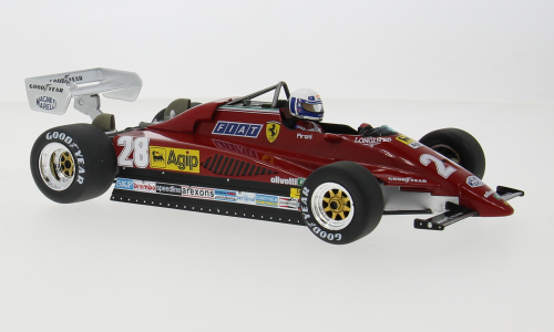 Ferrari 126C2 car model, Formula 1, Monaco GP, 1982, Scuderia Ferrari SpA SEFAC, #28, D.Pironi 1:18 MCG