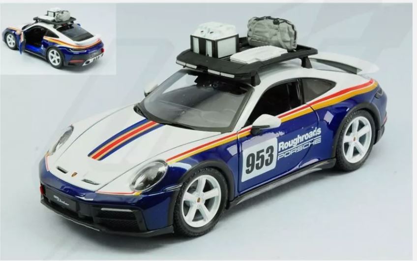 Macheta auto Porsche 911 992 N953 Rally Dakar Rouhgroads 2023 1:24 Bburago