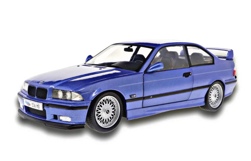 Macheta BMW E36 M3 Coupe 1996 albastru 1:18 Solido