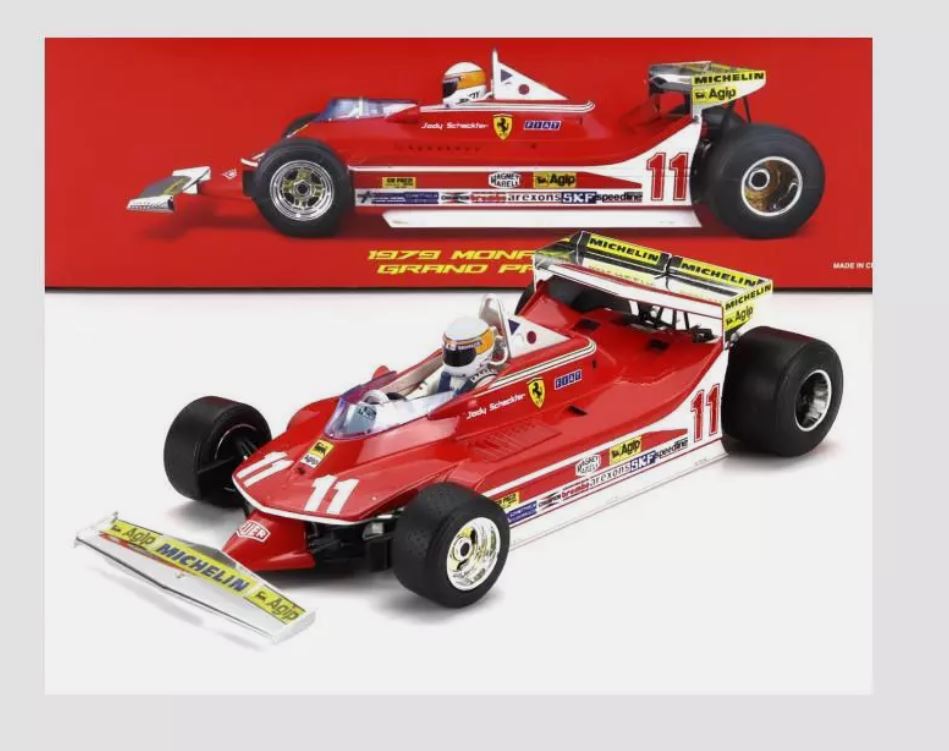 Macheta auto Ferrari F1 312T4 #11 Winner Monaco Gp Scheckter + Pilot 1979 1:18 Bburago