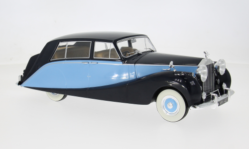 Macheta auto Rolls Royce Silver Wraith Empress by Hooper, negru/albastru, 1956 1:18 MCG