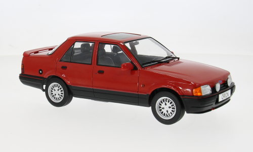 Macheta auto Ford Orion MK II, rosu, 1986 1:18 MCG