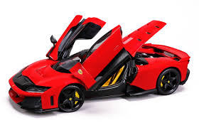 Macheta auto Ferrari F80 2024 Rosso Corsa cu jante negre 1:18 Bburago Signature