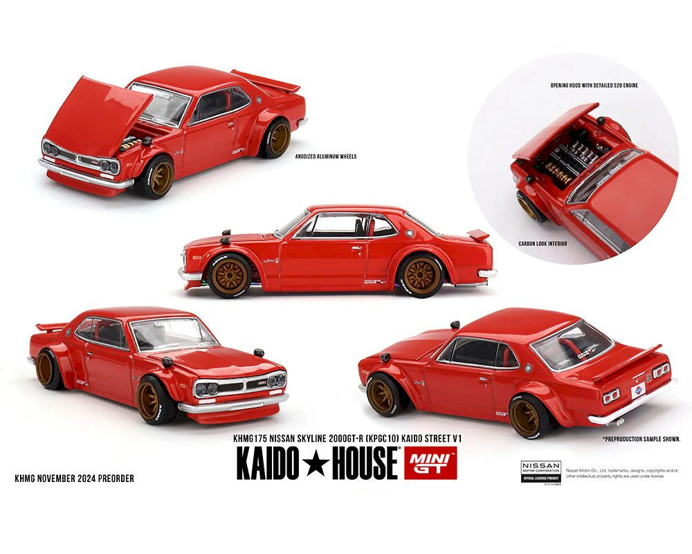 Macheta auto Nissan Skyline 2000GT-R (KPGC10) Kaido Street V1, 1969 1:64 MIniGT/Kaido House