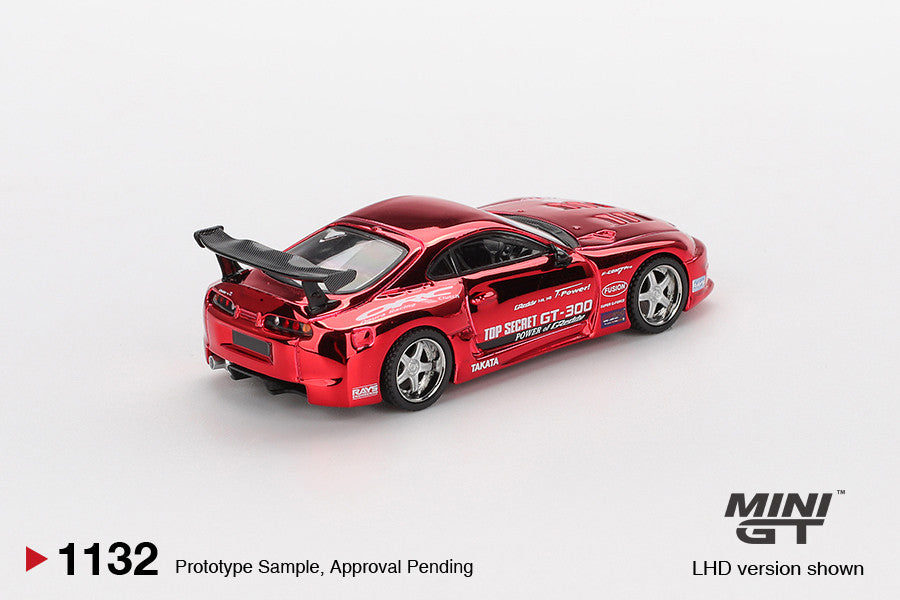 Macheta auto Toyota Supra (A80) Top Secret GT-300 Top Secret Red Chrome 2014 1:64 MIniGT