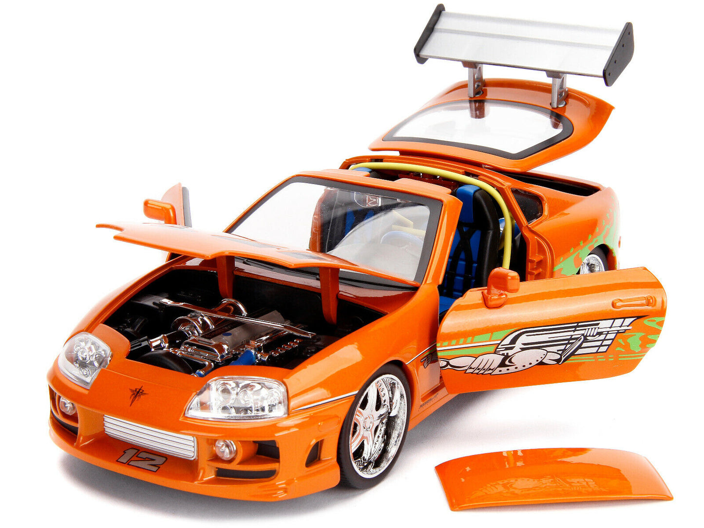 Macheta auto Brian's Toyota Supra 1995 Movie Fast & Furious (2001) cu figurina 1:18 Jada