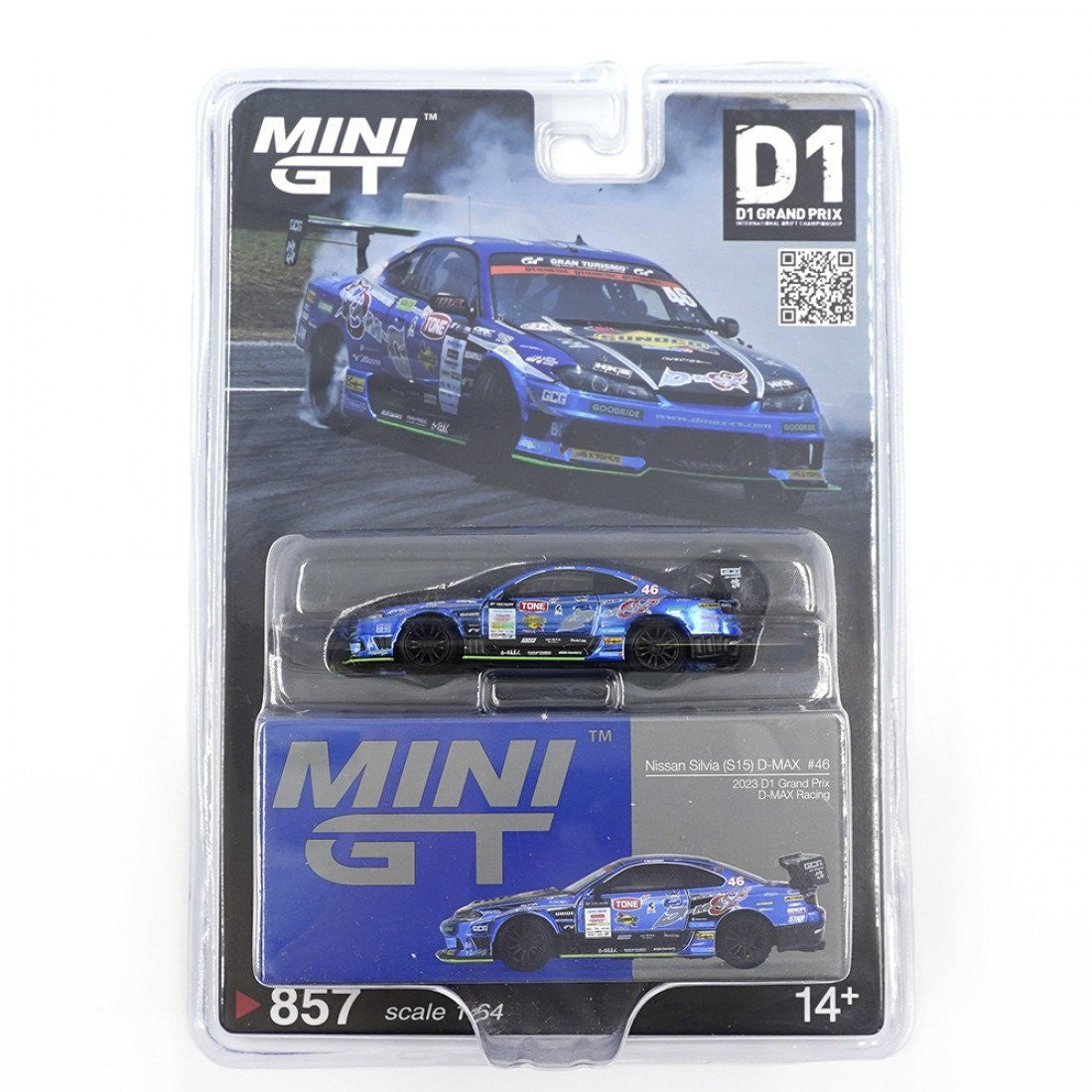 Macheta auto Nissan Silvia S15 D-MAX #46 D-MAX Racing 2023 D1 Grand Prix D1 1:64 MIniGT