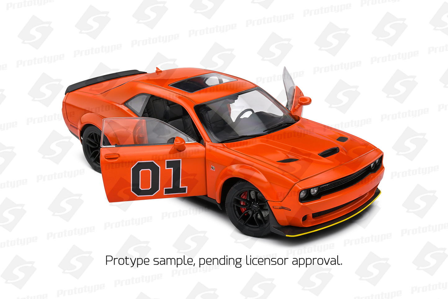 Macheta auto Dodge Challenger R/T Scat Pack Widebody Hazzard Tribute, Orange, 2023 1:18 Solido