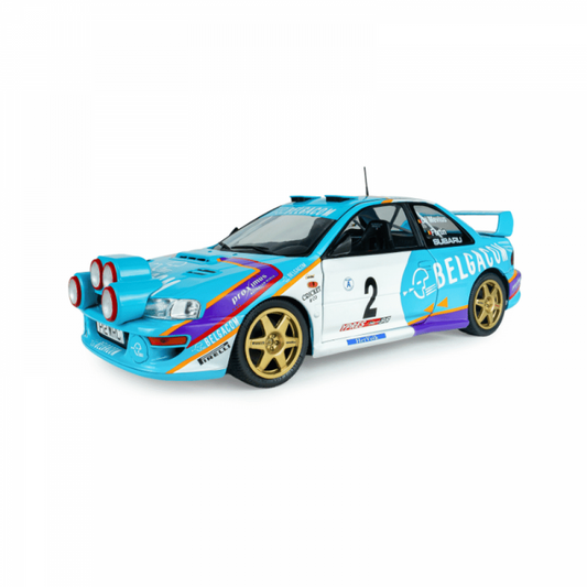 Macheta auto Subaru Impreza S5 WRC99  Green #2 G.DE Mevius/ J-M. Fortin Belgium Ypres Westhoek Rally 1998  1:18 Solido Precomanda