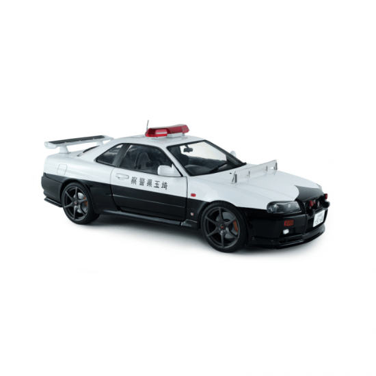 Macheta auto Nissan Skyline GT-R (BNR34) Japanese Police White 1999 1:18 Solido Precomanda
