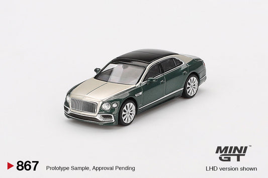 Macheta auto Bentley Flying Spur White Sand Verdant, 2024 (LHD) 1:64 MIniGT