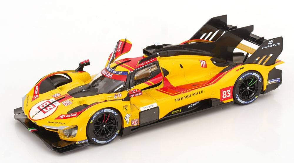 Macheta auto Ferrari 499P Sieger 24h Le Mans s Winner 2025  Kubica/Ye/Hanson Nr 83  1:18 BBurago