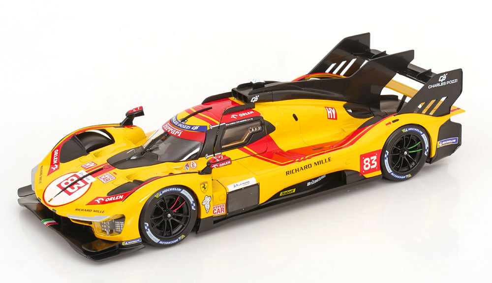 Macheta auto Ferrari 499P Sieger 24h Le Mans s Winner 2025  Kubica/Ye/Hanson Nr 83  1:18 BBurago