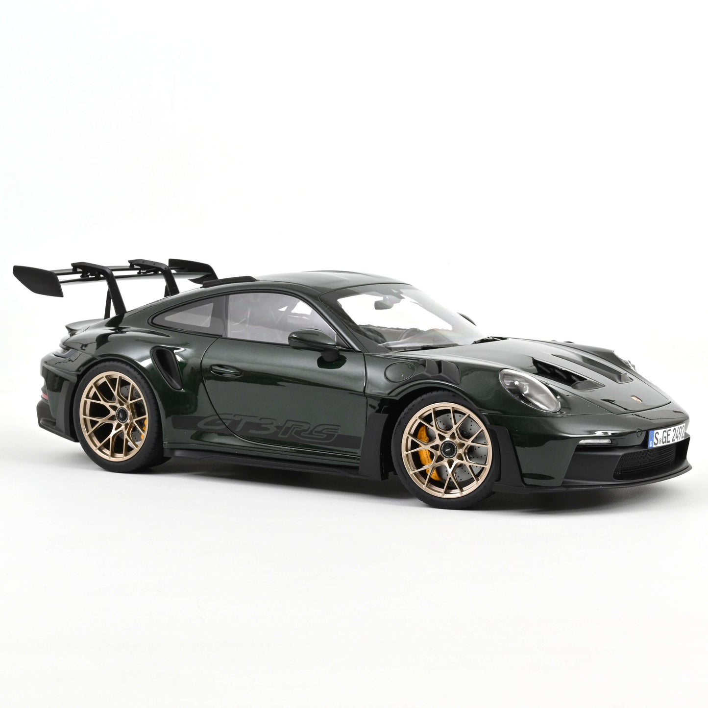 *Pre-order Porsche 911 GT3 RS, Jet Green Metallic and Black, 2022 1:12 Norev model car