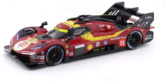 Macheta auto FERRARI Ferrari 499P 3.0L TURBO V6 #51 PIER GUIDI/CALADO/GIOVINAZZI 3rd 24H LE MANS 2025 1:24 Bburago