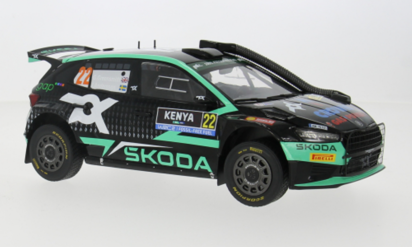 Skoda Fabia Rally2, WRC, Safari Rallye Kenya, 2024, #22 1:18 IXO model car