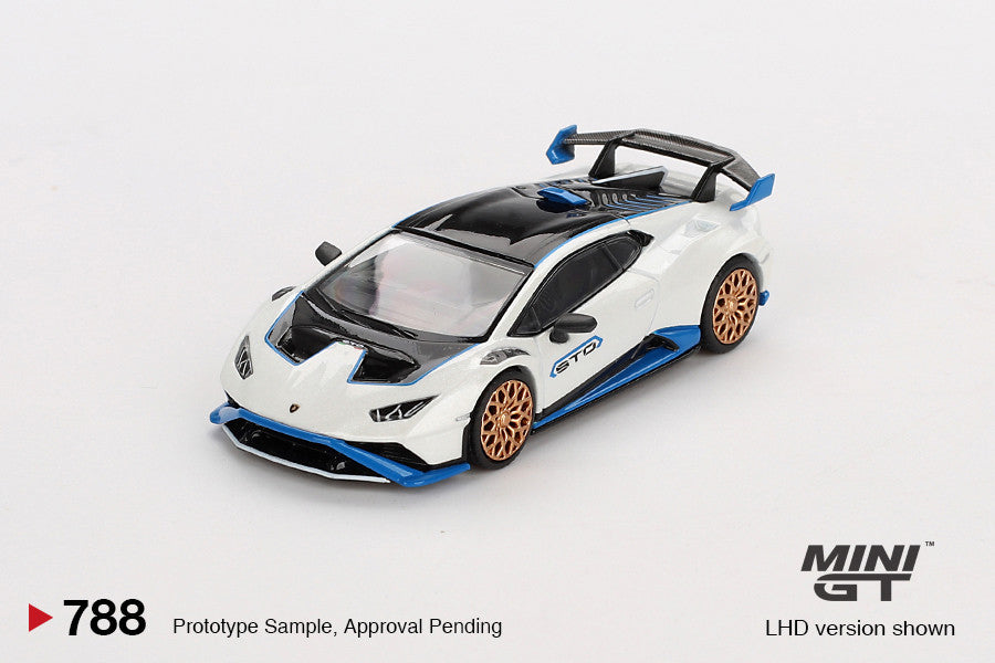 Macheta auto Lamborghini Huracan STO, Bianco Asopo, 2023 (LHD) 1:64 MIniGT