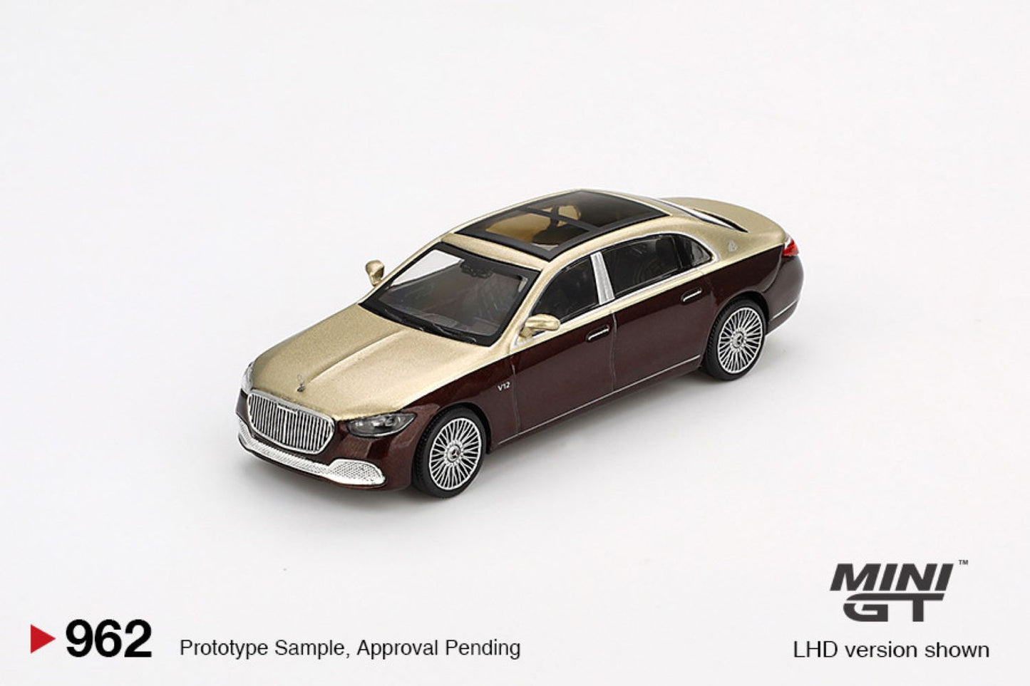 Macheta auto Mercedes-Maybach S 680 Gold/Dark Red Metallic 2024 (LHD) 1:64 MIniGT