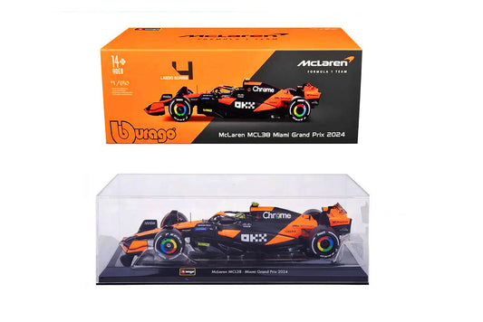 Macheta auto McLaren MCL38 #4 L. Norris Winner Miami GP Formula 1 2024 1:24 Bburago Signature