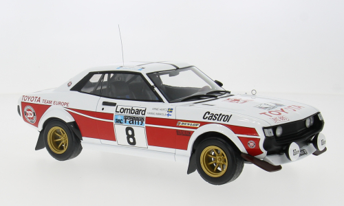 Toyota Celica 2000 GT (RA21) model car, RAC Rally, 1977, #8 1:18 IXO