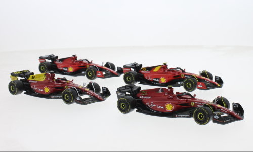 Macheta auto Ferrari F1 Set 4x1:43 SF-23, F1-75 C. Leclerc, C. Sainz 1:43 Bburago