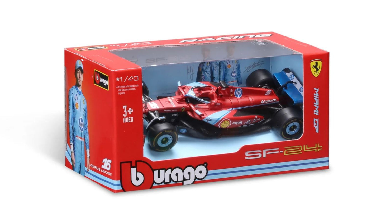Macheta auto Ferrari F1 SF-24 Charles Leclerc #16 Miami GP 2024 Livery 1:43 Bburago