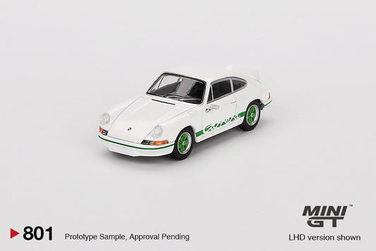 Macheta auto Porsche 911 Carrera RS 2.7 Grand Prix White with Green Livery 1973 (LHD) 1:64 MIniGT