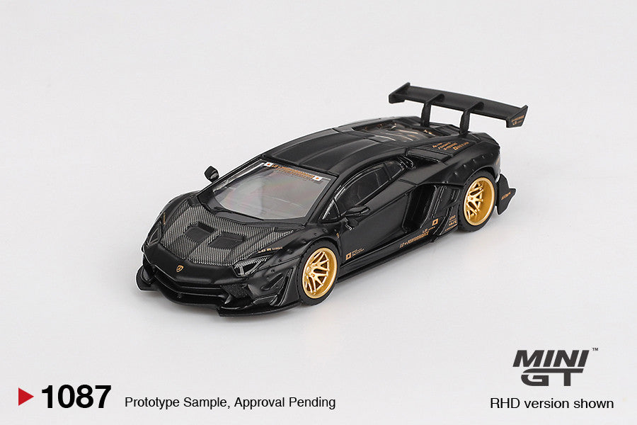 Macheta auto Lamborghini Aventador LB-Works Limited Edition Matte Black 2025 (LHD)  1:64 MIniGT