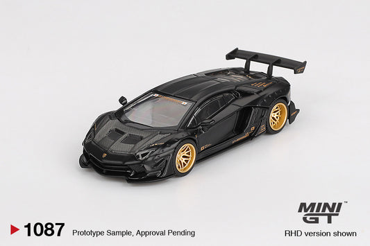 Macheta auto Lamborghini Aventador LB-Works Limited Edition Matte Black 2025 (LHD)  1:64 MIniGT