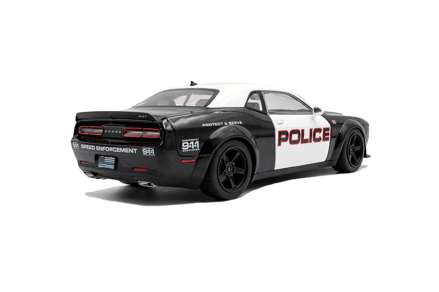 Macheta auto Dodge Challenger Demon R/T Scat Pack Highway police, Black/White, 2023 1:18 Solido
