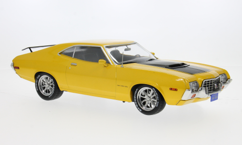 Ford Gran Torino Sport model car, yellow, 1972 1:18 IXO