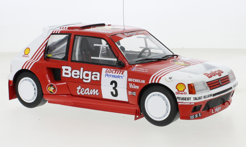 Macheta auto Peugeot 205 T16, Rally Ypres, 1985, Belga, #3 1:18 IXO