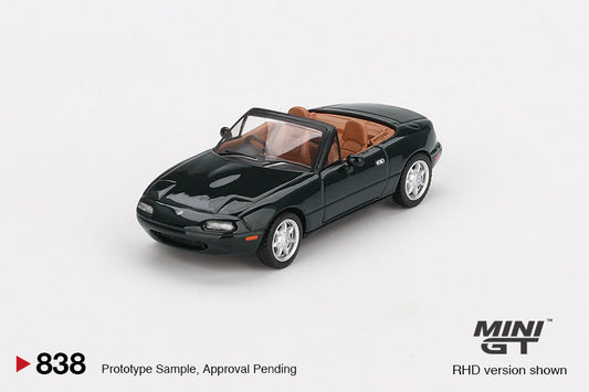 Macheta auto Mazda MX5 Eunos Roadster V-Special Excellent Green Mica, 1990 (RHD) 1:64 MIniGT