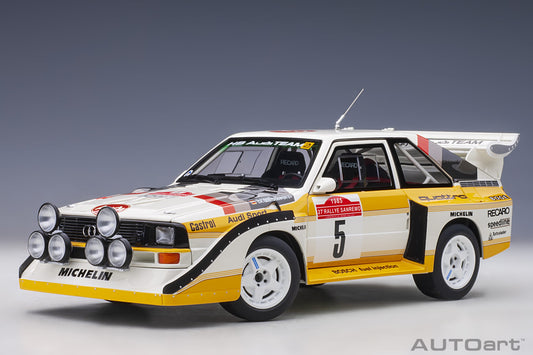 Macheta auto Audi Sport Quattro S1 Rally San Remo 1985 #5 W. Röhrl/C. Geistdörfer 1:18 AutoArt