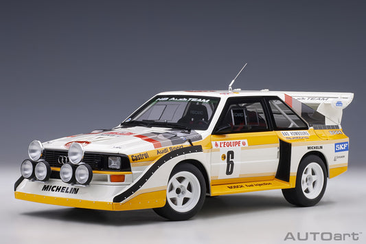 Macheta auto Audi Sport Quattro S1 Rally Monte Carlo 1986 #6 H.Mikkola/A.Hertz 1:18 AutoArt