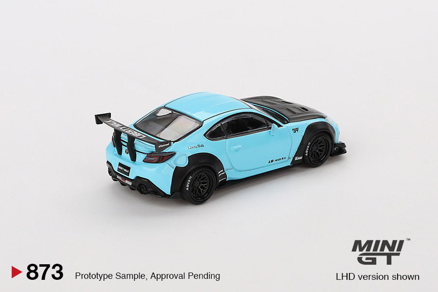 Macheta auto Toyota GR86 LB-Works Nation, Baby Blue, 2024 (LHD) 1:64 MIniGT