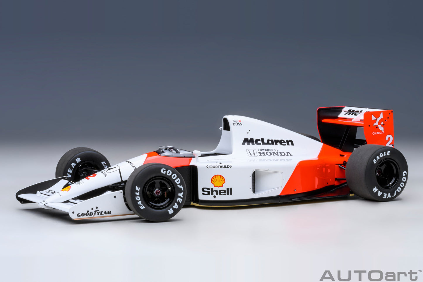 Macheta auto McLaren Honda MP46 F1 1991 #2 G.Berger (with McLaren logo) 1:18 AutoArt