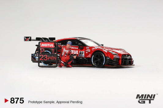 Macheta auto  Nissan GT-R (R35) NISMO #23 "MOTUL AUTECH GT-R 2021" SUPER GT SERIES Suzuka winner with Matsuda Figure Tsugio Matsuda Collection #2, 2021 (LHD 1:64 MIniGT