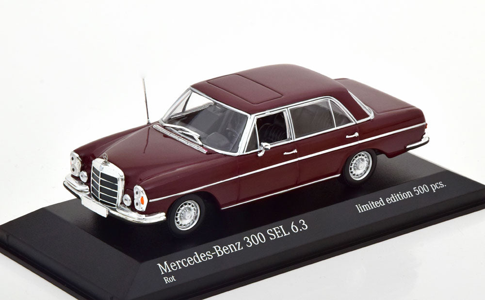 Macheta auto Mercedes 300 SEL 6.3 W109 Rosu 1968 1:43 Minichamps