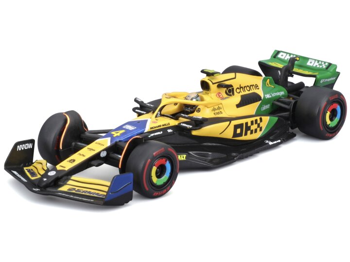 Model car Mclaren MCL 38 #4 LANDO NORRIS 4th MONACO GP - SENNA 30th ANNIVERSARY LIVERY 2024 1:43 Bburago