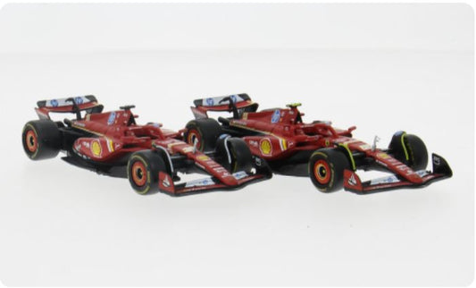 Macheta auto Ferrari SF24  No.16 & 55  C.Leclerc & C. Sainz Set  (2024) 1:43 Bburago
