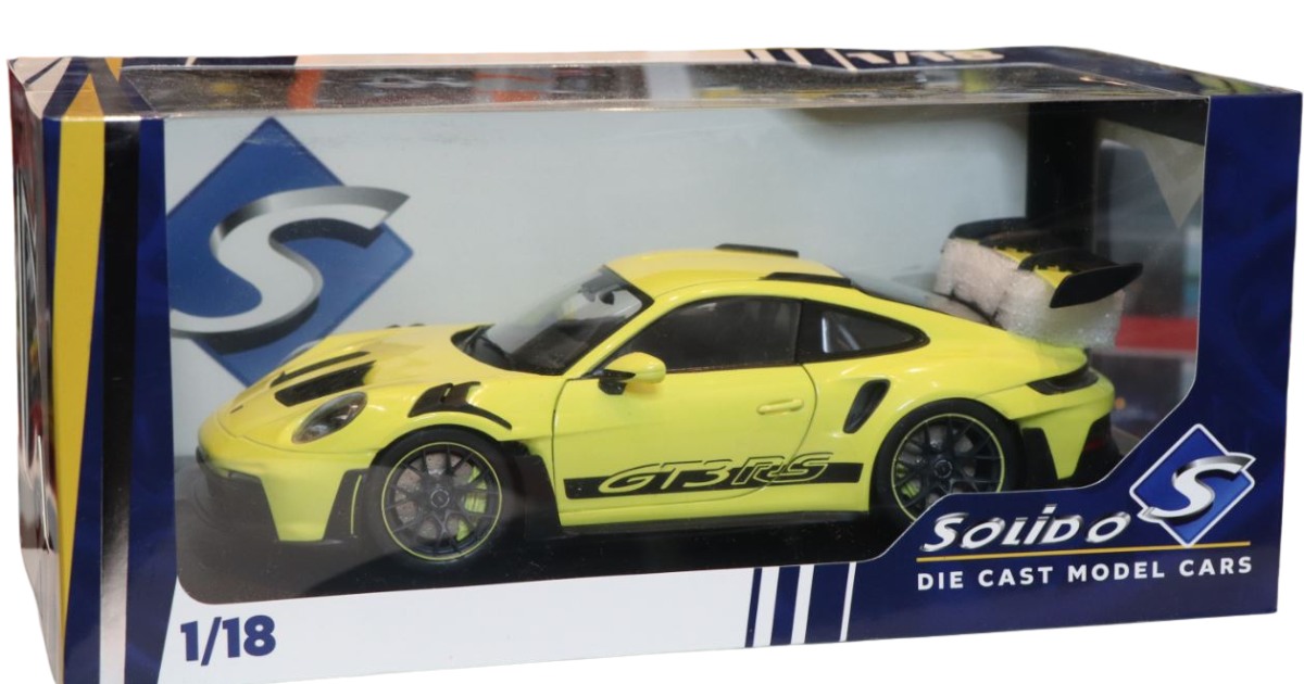 Macheta auto Porsche 911 GT3 RS Neon Lime 1:18 Solido Precomanda