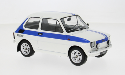 Macheta auto Fiat 126, alb/albastru, 1972 1:18 MCG